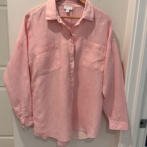 J. Jill Love Linen Blush Pink  Linen Shirt size Medium